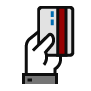 hand with debit card