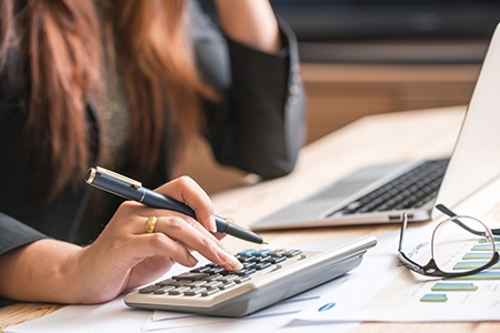 calculator and receipts