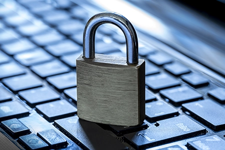 padlock on a laptop